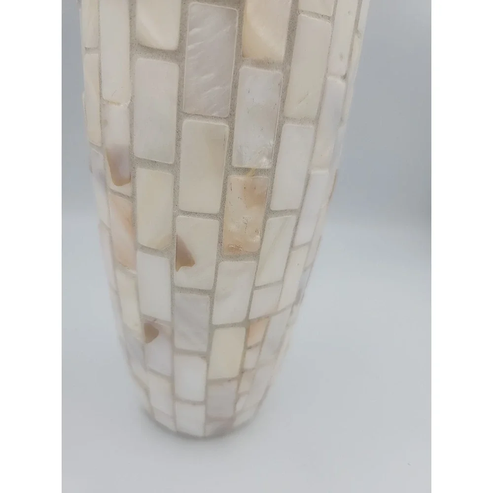 Mother of Pearl Mosaic Cylinder Vase 7